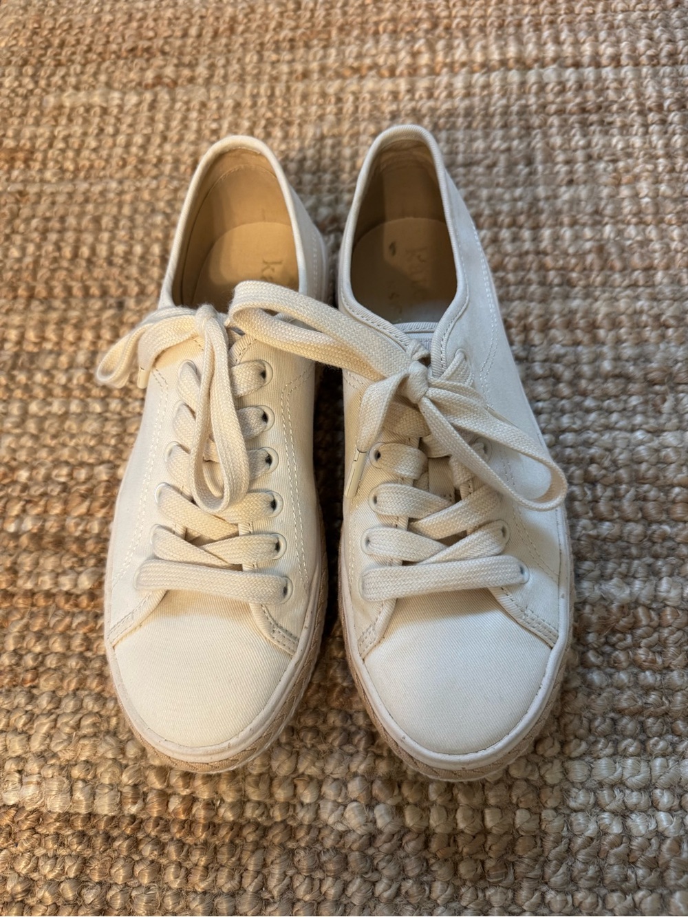 Kate Spade Taylor Platform Sneakers Off White Cream Braided 0.25” Heel Size 7.5 - Picture 3 of 7